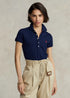 POLO RALPH LAUREN WOMEN'S SLIM FIT STRETCH POLO SHIRT- NAVY